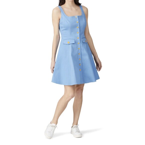 COLOR ME COURTNEY Alle‎ Blue Canvas Utility Dress Women's SIZE 4 - Picture 2 of 13
